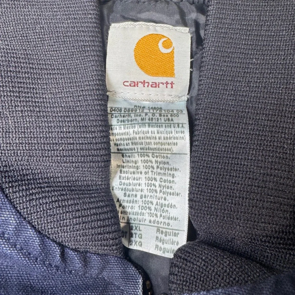 Carhartt V02 NVY Arctic Quilt Lined Duck‎ Vest Midnight Navy Mens 2XL Distressed